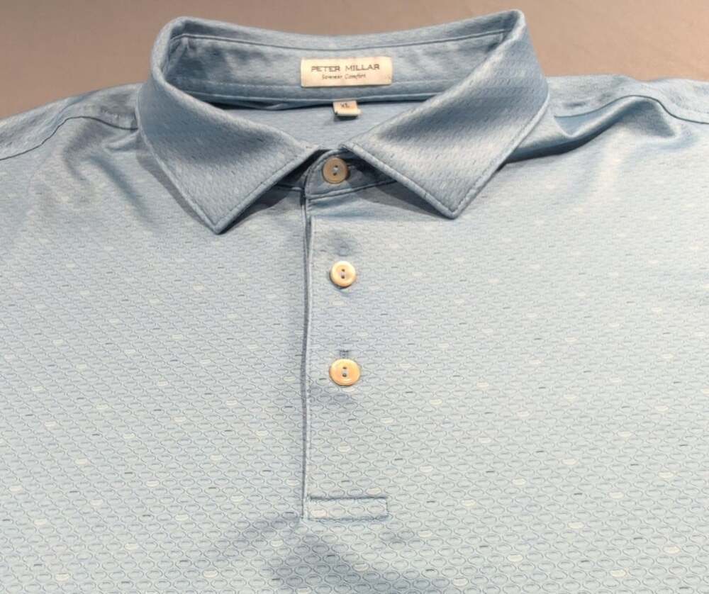 Peter Millar Summer Comfort Polo Size XL Blue Performance Golf No Embroidery